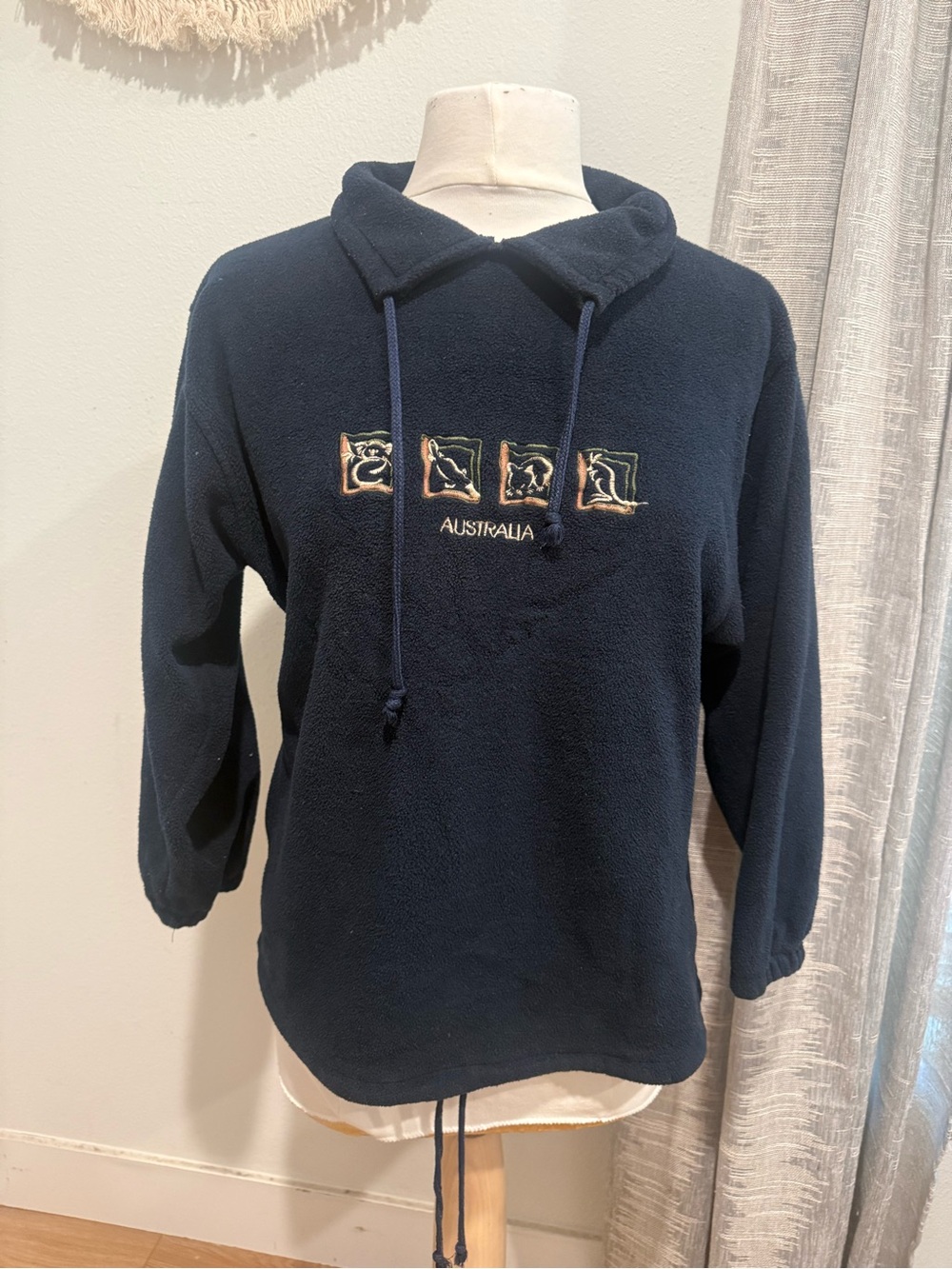 Australia Embroidered Navy Crewneck Pullover Sweater